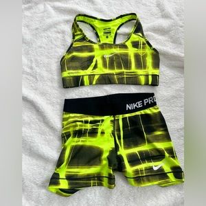 Nike Pro sports bra and shorts matching set